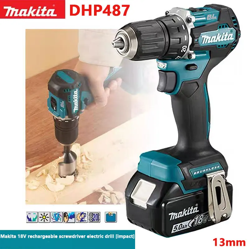 Trapano avvitatore a percussione senza fili Makita DHP487Z 18V con batteria LXT, motore brushless, 40Nm, avvitatore a impulsi compatto, protezione XPT, solo utensile, spedizione da magazzino UE