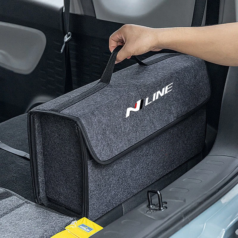 صندوق منظم صندوق السيارة سعة كبيرة حقيبة تخزين قابلة للطي لشركة Hyundai Genesis N-LINE I20 I30 I40 IX20 IX35 Kona Getz Veloster #5