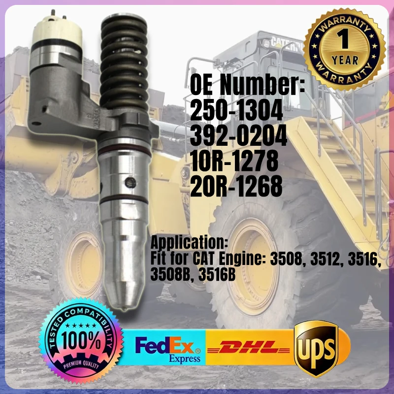 Kraftstoffeinspritzdüse 250-1304 10R-1278 392-0204 20R-1268 2501304 10R1278 3920204 für Caterpillar CAT Motor 3508 3512 3516 3508B 3516B