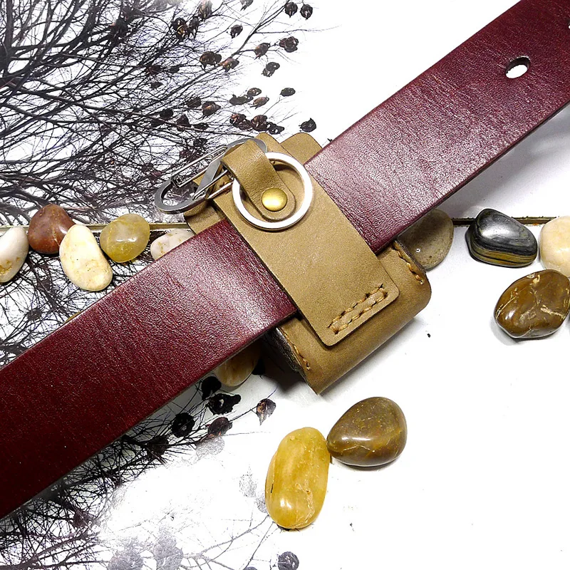 Blongk Leather Folding Glasses Box on Belt Cowhide Hand-made Foldable Glasses Case Small Waist Bag Fanny Pack Men Women FD3-ZDS