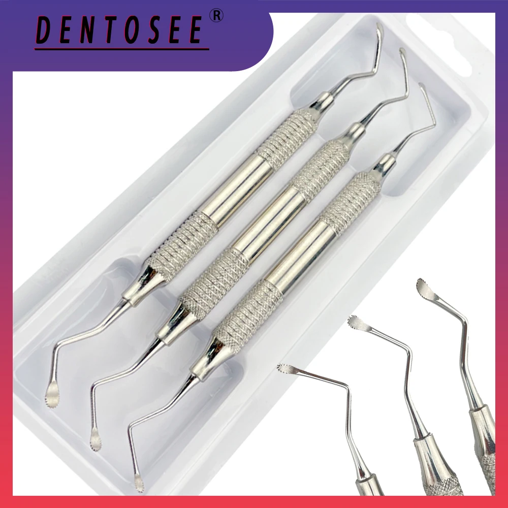 

3Pcs Set Dental Curette Professional Jagged Curettes Scaler Gracey Bone Curette Implant Instrument Tools