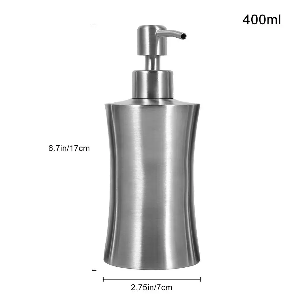 Stainless Steel Soap Dispenser Pump Bathroom Hand Sanitizer Holder - 220/250/400mL