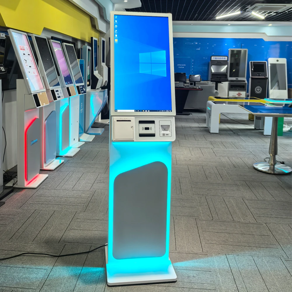 27 Inch Indoor Kiosk for Aliexpress, Custom Logo Win 10 Self Payment Touch Screen QR Card Reader 80mm Printer