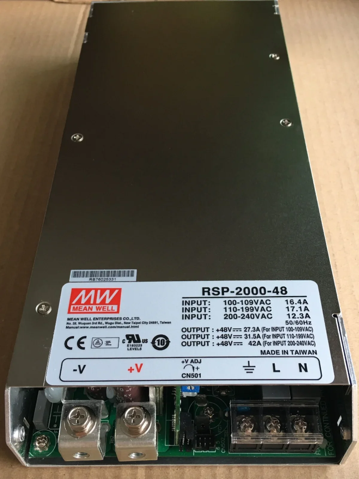 Taiwan Mingwei RSP-2000 High-power Switching Power Supply 12V/24V/48V High-efficiency PFC Ultra-thin Adjustable Voltage