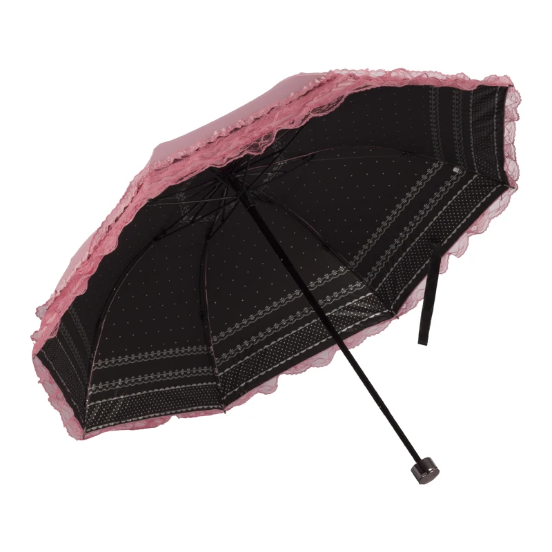 Lace umbrella，Four lace edges，umbrella for women，wind and water resistant umbrella，rain umbrella，Folding umbrella