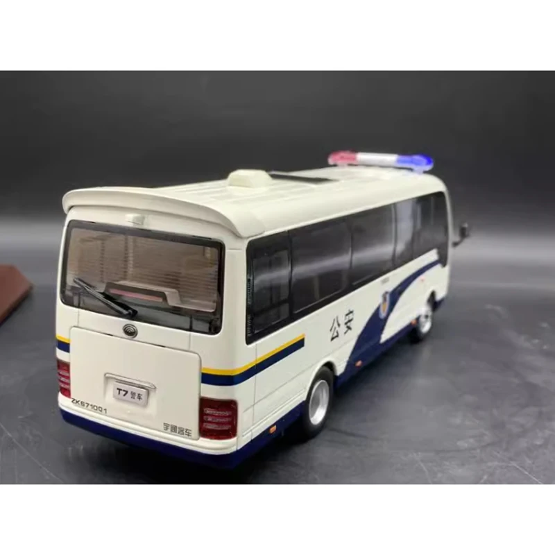 Diecast 1:32 Scale Yutong Bus T7 Police Business Bus Automobile Model Exquisite Finished Product Simulation Toy Collection Gift