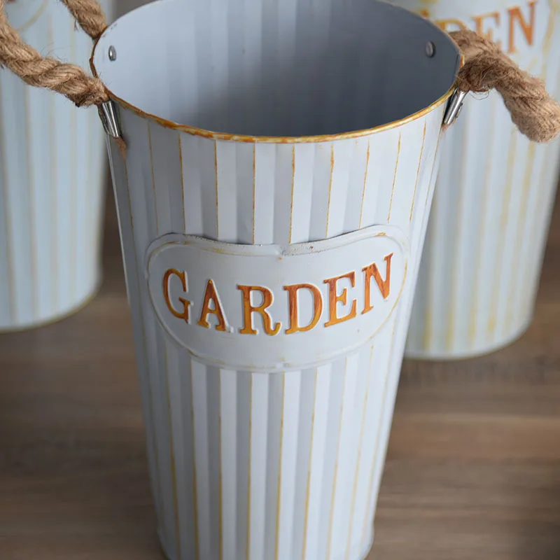 Dried flower bucket high bucket flower shop decorationiron bucket  American tube