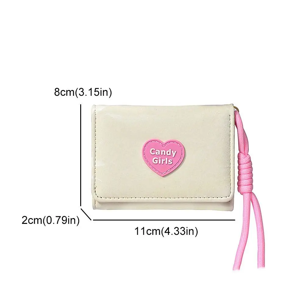 Mode Koreanische frauen Brieftasche PU Leder Süße Herz Kurze Brieftasche Multi-Karten Halter Falten Student Geldbörse Dame/mädchen