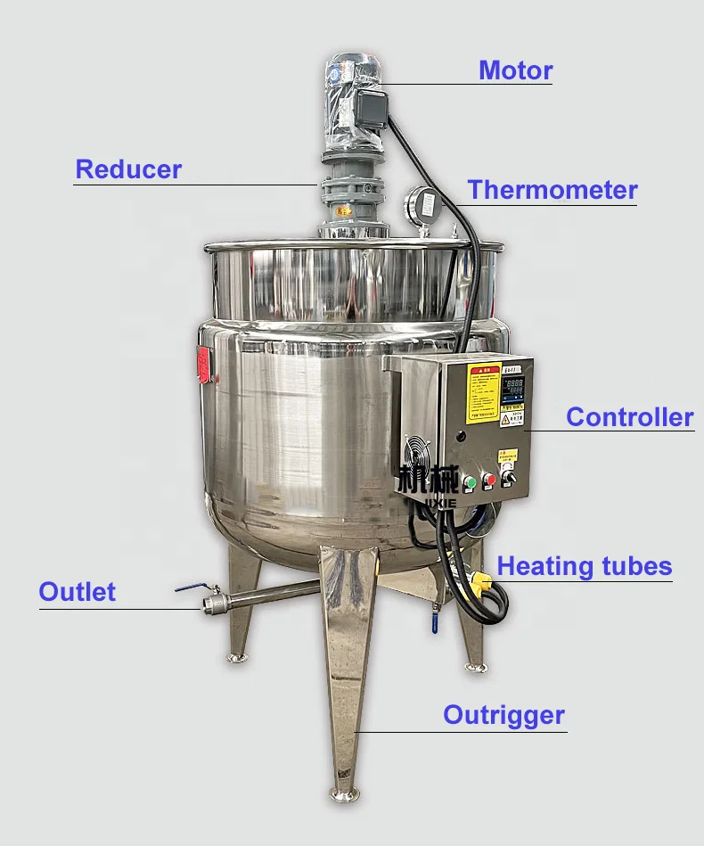 Factory Chemical Machinery Mixing Equipment Chemical Mixer Tank Liquid Mixing Machine Heating Tank with Mixer Stainless Steel