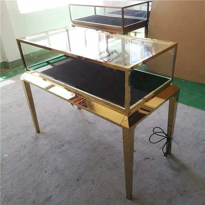 Custom. stainless steel jewelry display lockable jewelry counter furniture display cabinet for jewelry shop