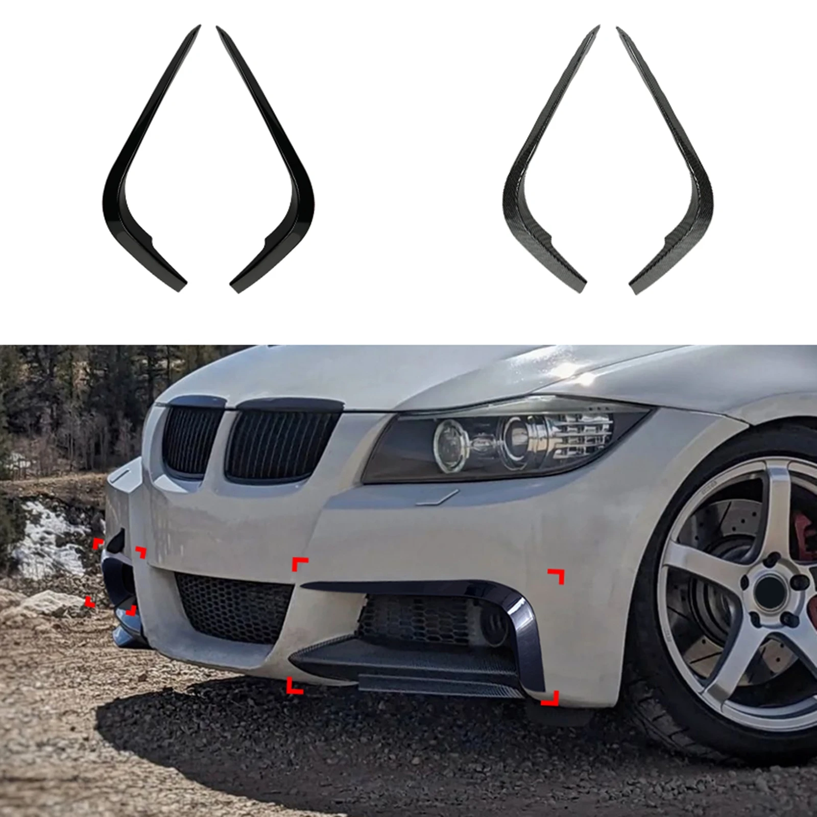 

Front Bumper Side Air Vent Intake Frame Cover Trim Splitter Canard For BMW 3 Series E90 E91 M-Tech Pre-LCI 2005-2008 Sport Model