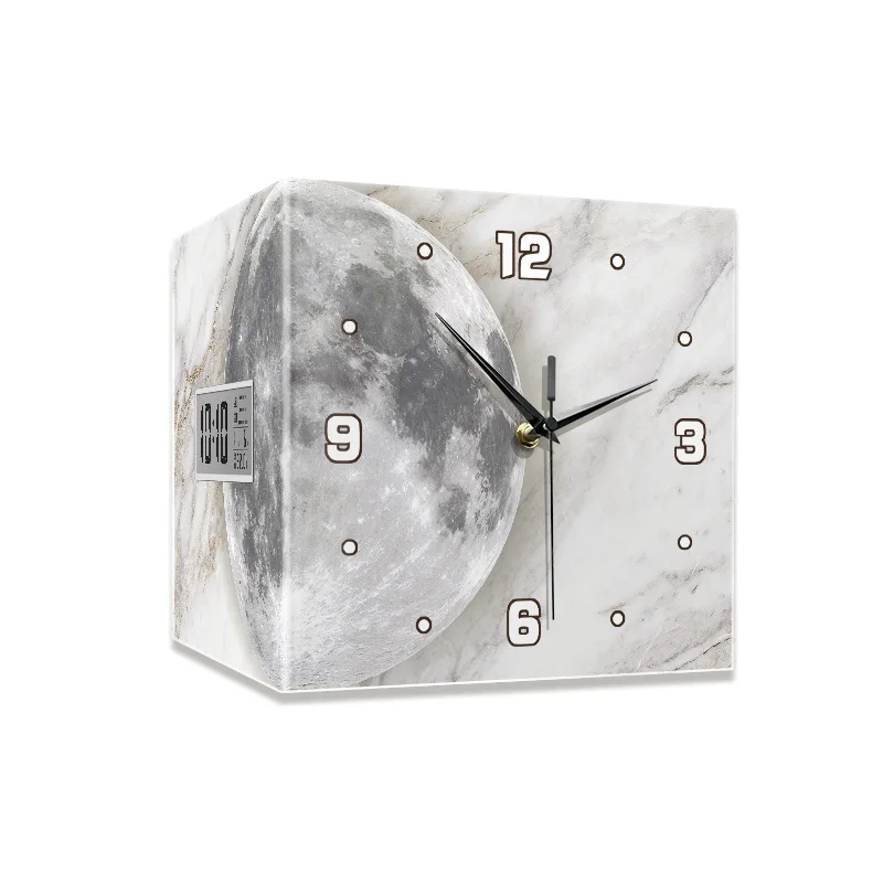 

LCD clock, living room household perpetual calendar electronic clock, modern simple moon corner