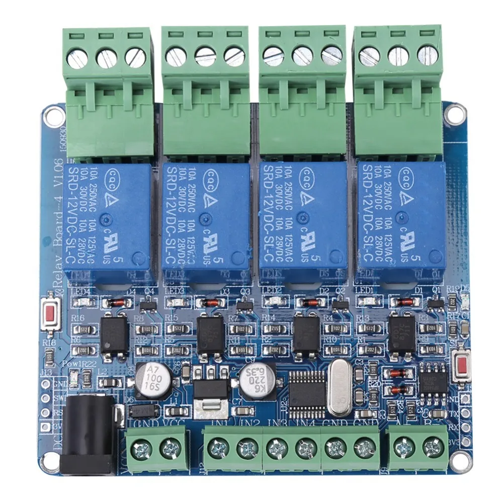 Low Power 4 Channel Relay DC 12V STM8S103F3 Microcontroller DC 12V Relay Relay Board Smart Control Systems