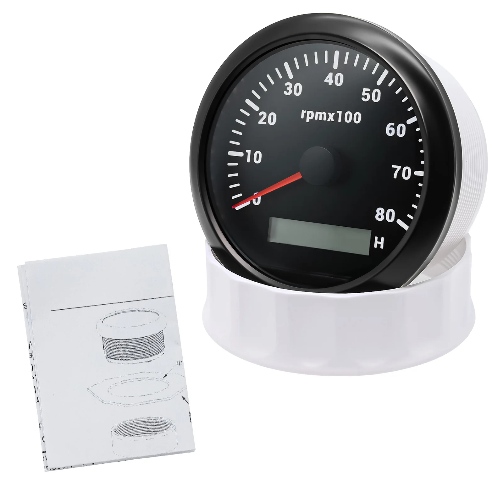 7-Farben-Hintergrundbeleuchtung 85mm Auto-Marine-Drehzahlmesser 3K 4K 6K 7K 8K 8000RPM Umdrehungszähler mit LCD-Betriebsstundenzähler 12V/24V – Detail 14