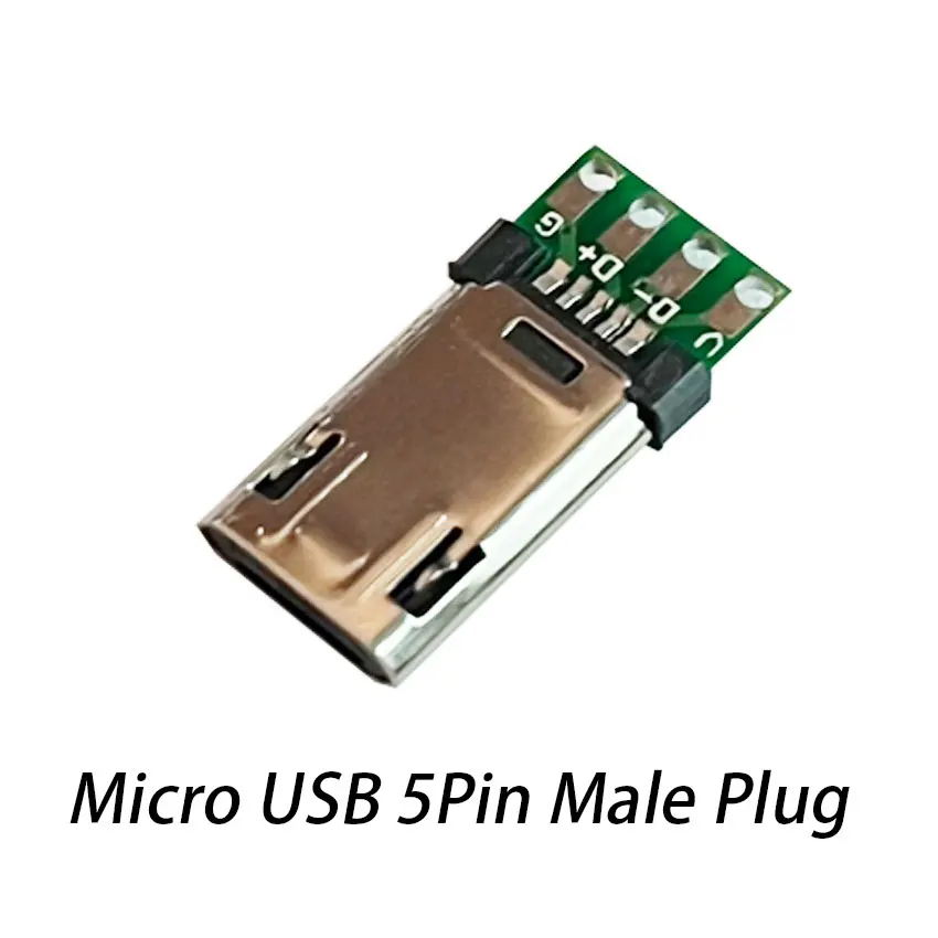 5/10szt Wtyczka męska Micro USB 5Pin z płytką lutowniczą PCB Dwustronne złącze Micro 5P Port Jack 4Pin Wtyczka do płytki drutu spawalniczego