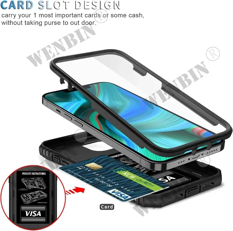 Case For iPhone 16 15 14 13 12 11 Pro Max XR X Plus SE 360 Full Body Rugged Protective Slide Camera Stand Protection Ring Cover