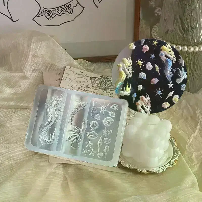 Mermaid/Starfish/Shell 3D Silicone Nail Mold for Creative Manicure Designs and DIY Nail Art Projects