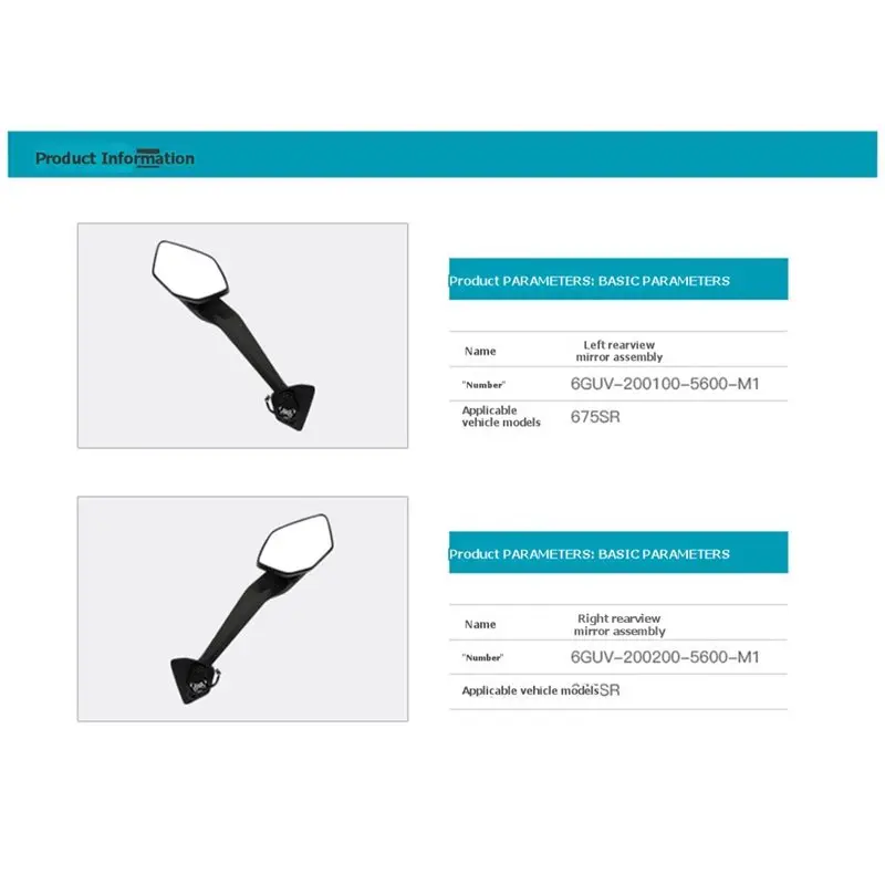 NEW HOT In Stock-1Pair Motorcycle Rear View Mirror For 675SR