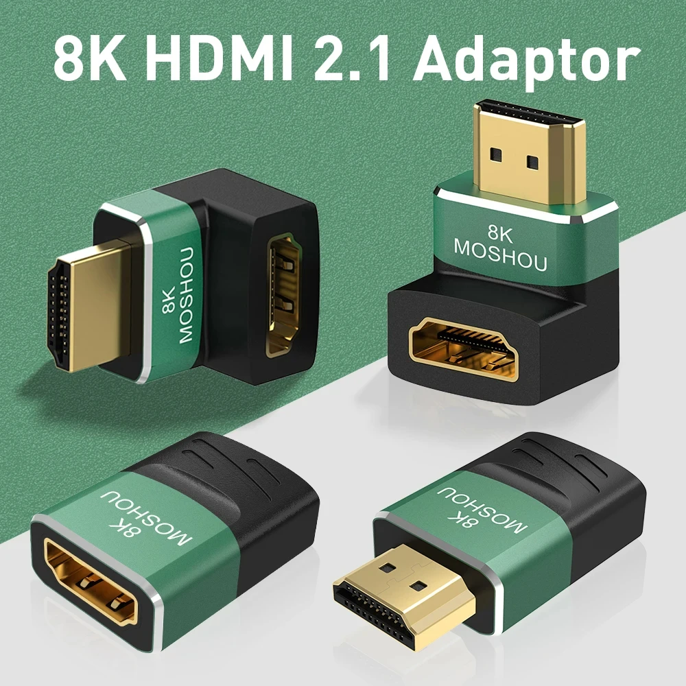 MOSHOU 8K HDMI 2.1 Cable Adapter Male to Female Cable Converter for HDTV PS5 Laptop 90 270 Degree Right Angle 4K HDMI Extender