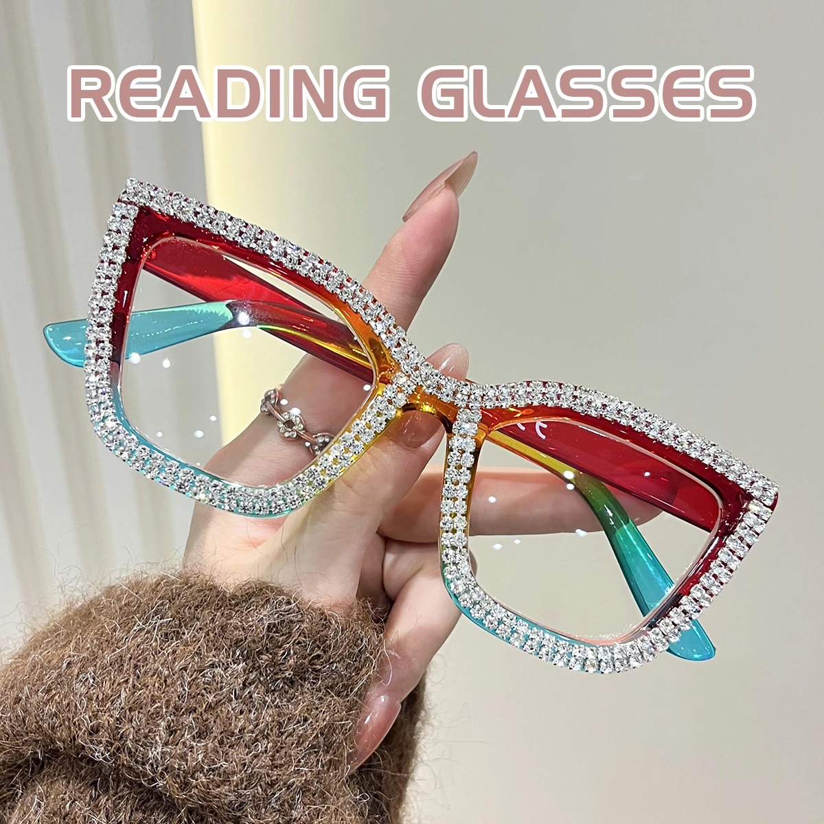 1 Stück Diamantbesetzte Lesebrille Partybrille Katzenaugen-Brille Brillen für Damen und Herren Blaulichtfilter-Brille