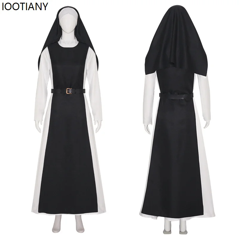 

Halloween Adult Nun Cosplay Costumes Women Church Prayer Virgin Mary Dress Carnival Party Classic Stage Performance Dress Up New