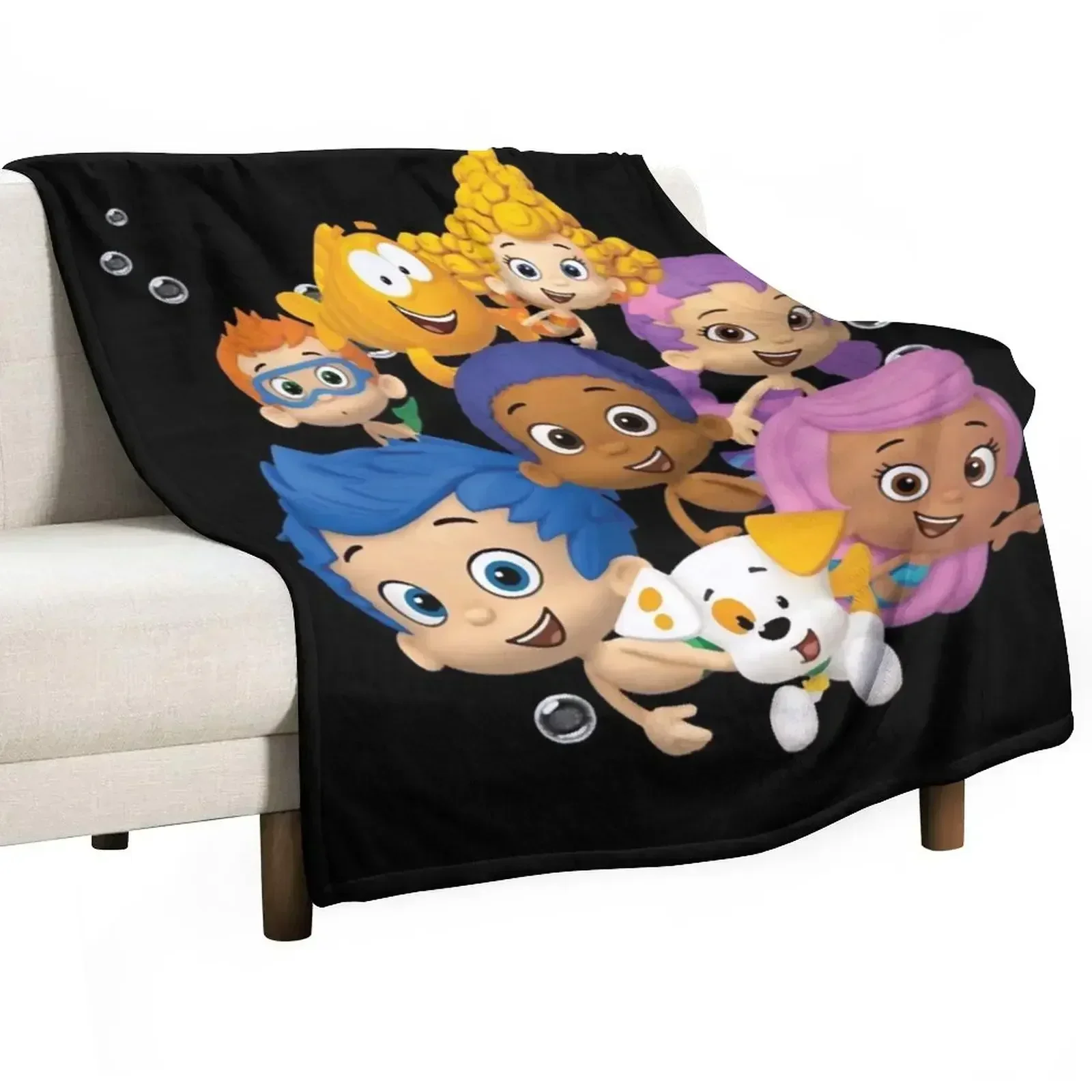 

Gifts Idea For Bubble Guppies Sticker Christmas Throw Blanket Cozy Warm Blanket for Bed Room Decor