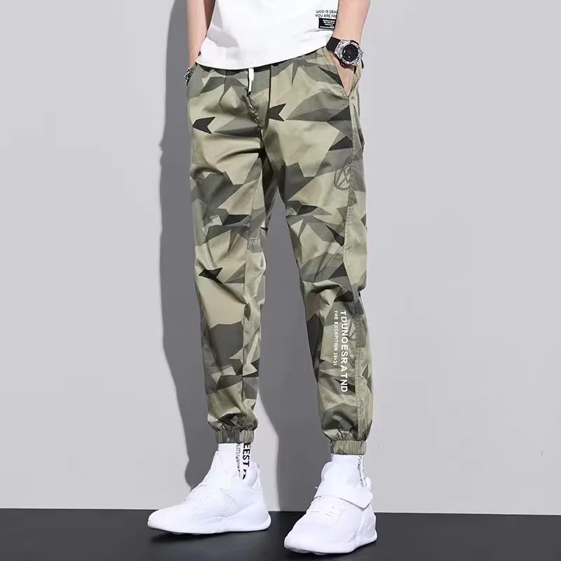 Ice Silk Camouflage Loose Fit Casual Pants for Men Summer Workwear Trousers with Cuffs Youthful Vitali Sle Thin Cotton
