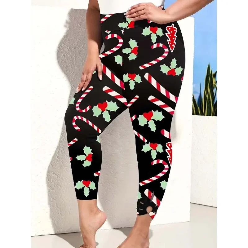 

Plus Size New Casual Christmas Printed Leggings for Women Fitness Pants Workout Trousers Xmas IParty Sexy Tight