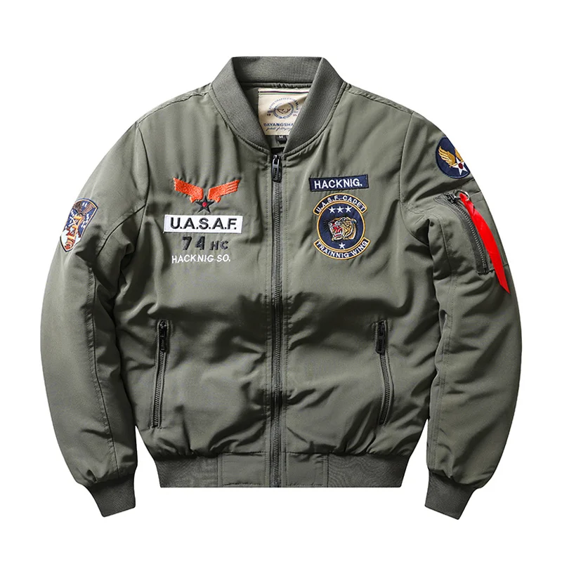 MA-1 Army Bomber Jacket Mens Streetwear Flight Pilot Military Coat Retro Embroidered Baseball Outerwear Windproof Jackets