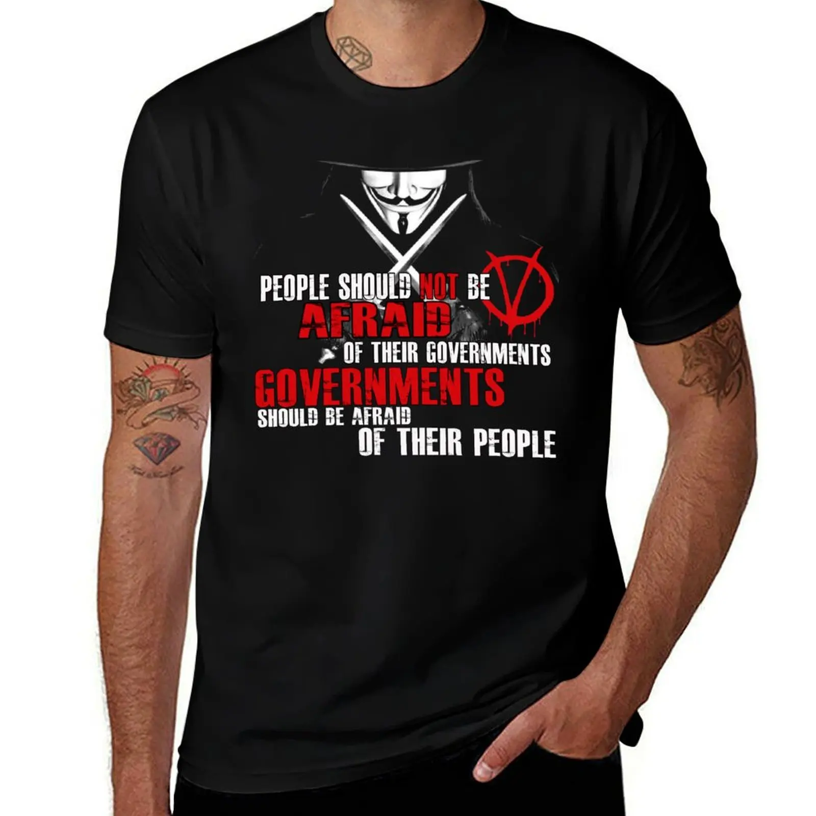 V FOR VENDETTA GUY FAWKES CONSPIRACY QUOTE T-Shirt customs Funny t-shirts anime clothing for men