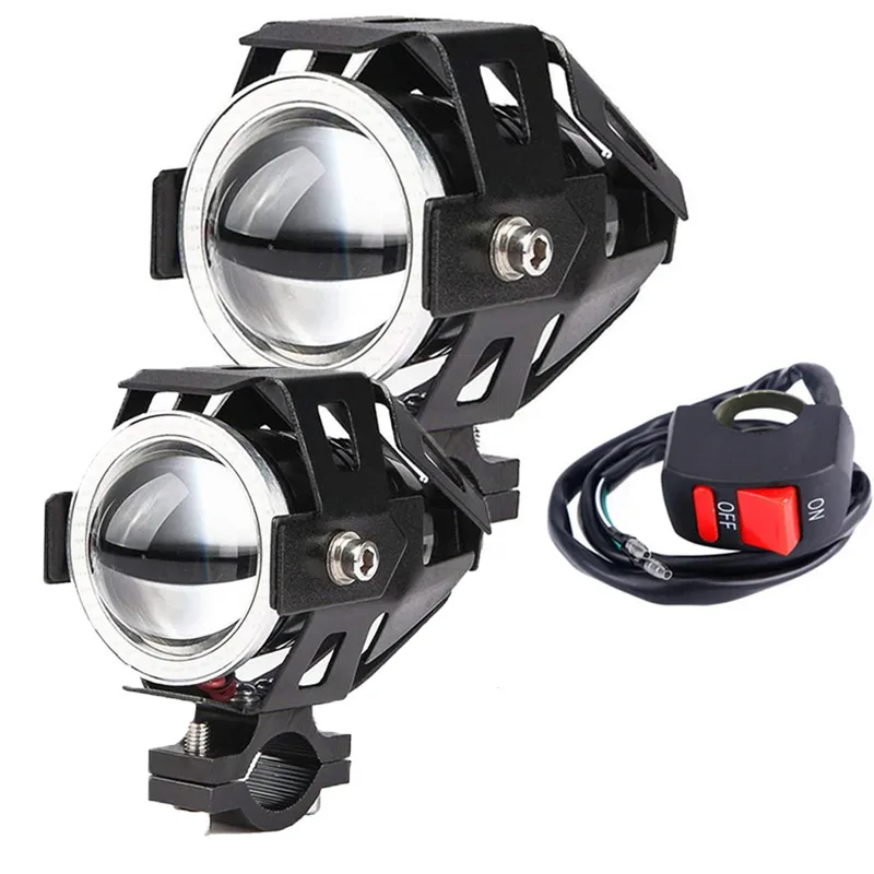 Fog Lights Motorbike Front Spotlight ATV Scooter Accessories U5 U7 LED Angel Eye Motorcycle Headlight Auxiliar Driving Lamp