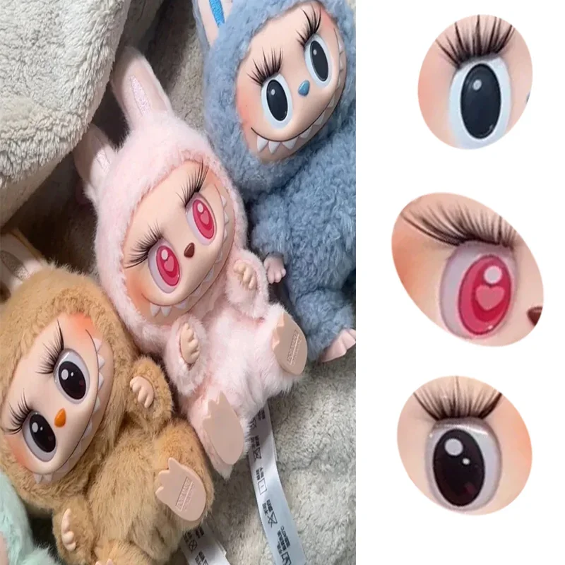 Accesorio de pestañas Labubu, imita pestañas postizas reales para decoración de cara de muñeca, mejora de detalles de maquillaje de ojos de mini muñeca