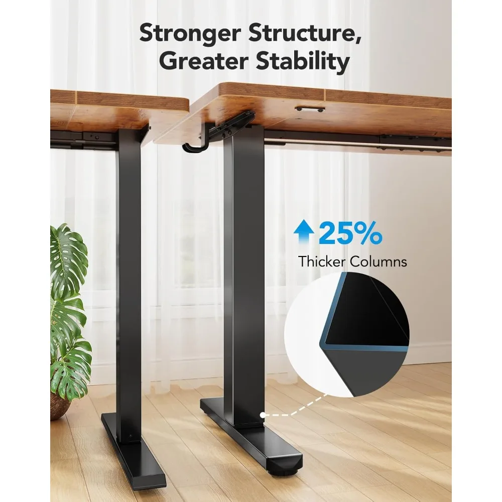 مكتب قائم كهربائي مقاس 48 × 24 بوصة، طاولة قابلة لتعديل الارتفاع مع خطافات سماعة الرأس ومدير الكابلات، مكتب الجلوس على الوقوف #4