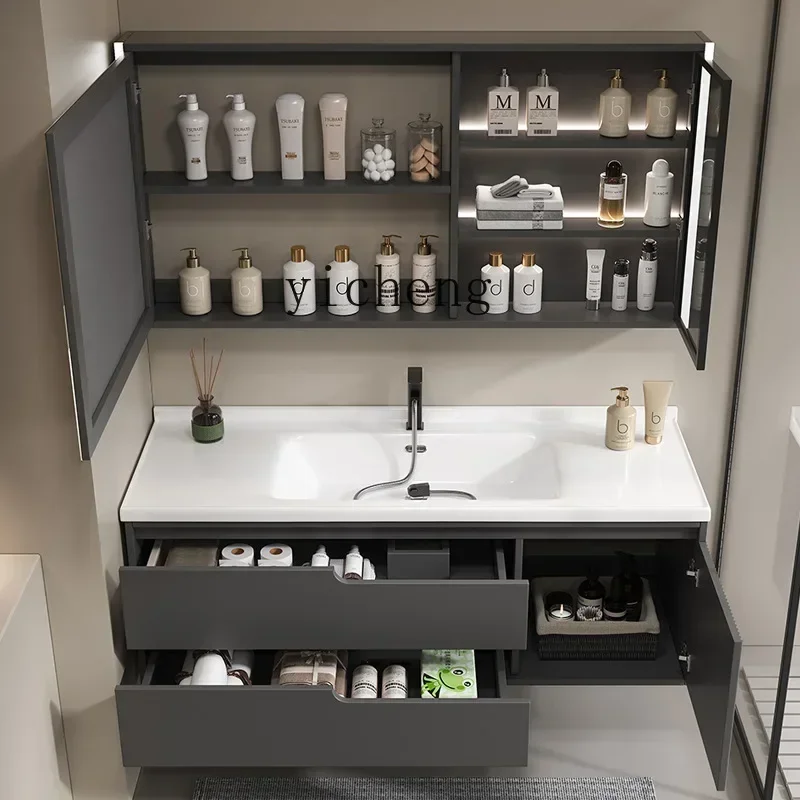 v5 Oak Paint Door Panel Bathroom Cabinet Combination Washstand Wash Basin Wash Basin