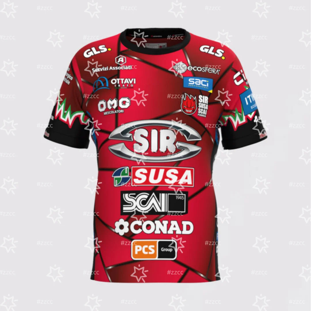 25-26 Sir Safety Perugia Home volleyball jersey Training kit Men's