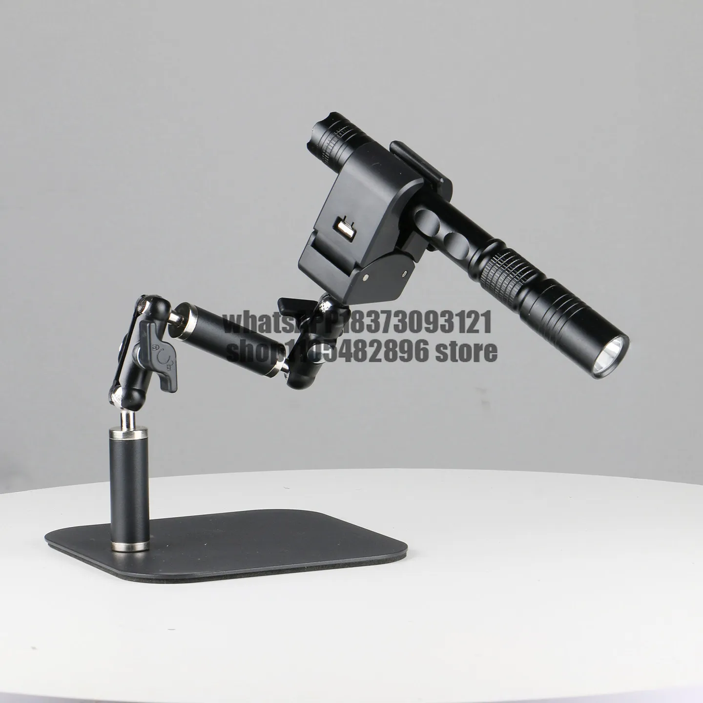 Desktop universal repair flashlight fixing clip magnifying glass industrial camera hot air gun clamping bracket robotic arm