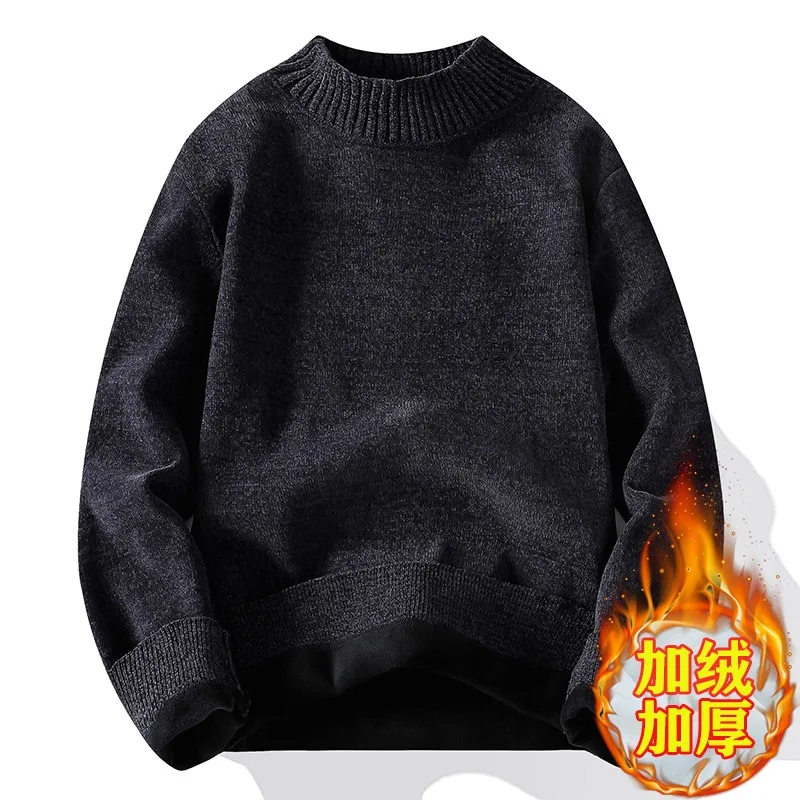 

Men's Fce Lined Thiened f High Collar Knitted Sweater Golden Mink Velvet Base Layer Casual Sle Polyester Fiber Wint...