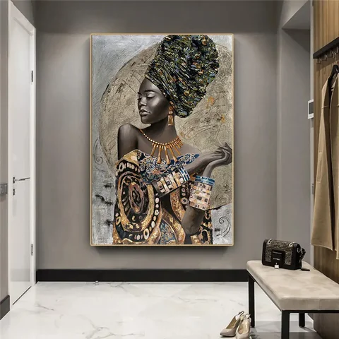 African Woman Art Poster Abstract Girl Canvas Wall Decor Prints Paintings Home Art Pictures Graffiti Modern