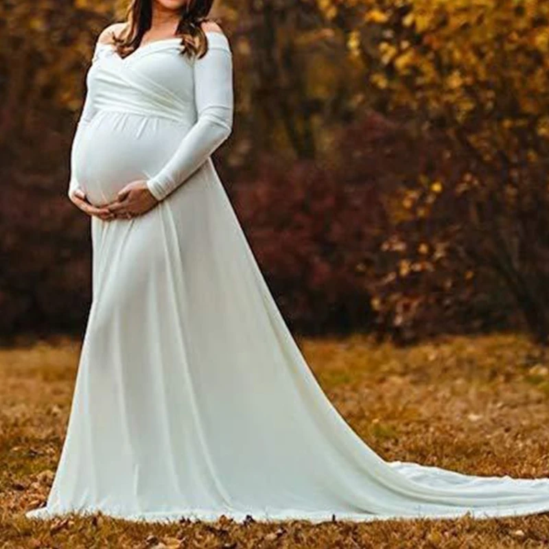 vestido-maternidad-con-cuello-en-v-y-manga-larga-vestido-cintura-para-fotos