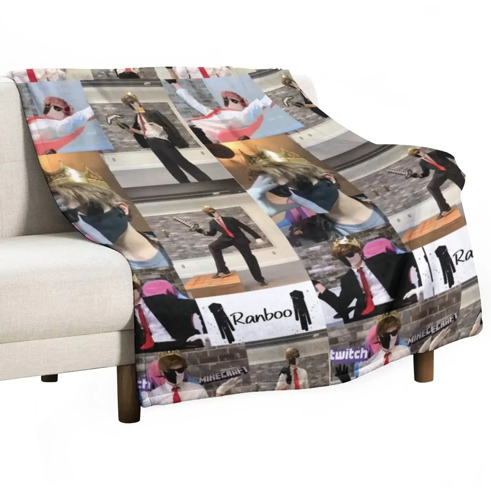 

Ranboo Collage Throw Blanket Cute Plaid For Decorative Sofa Blankets