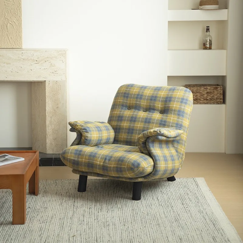 

French sofa chair leisure chair medieval cream style single small apartment fabric sofa designer lazy sofa chair