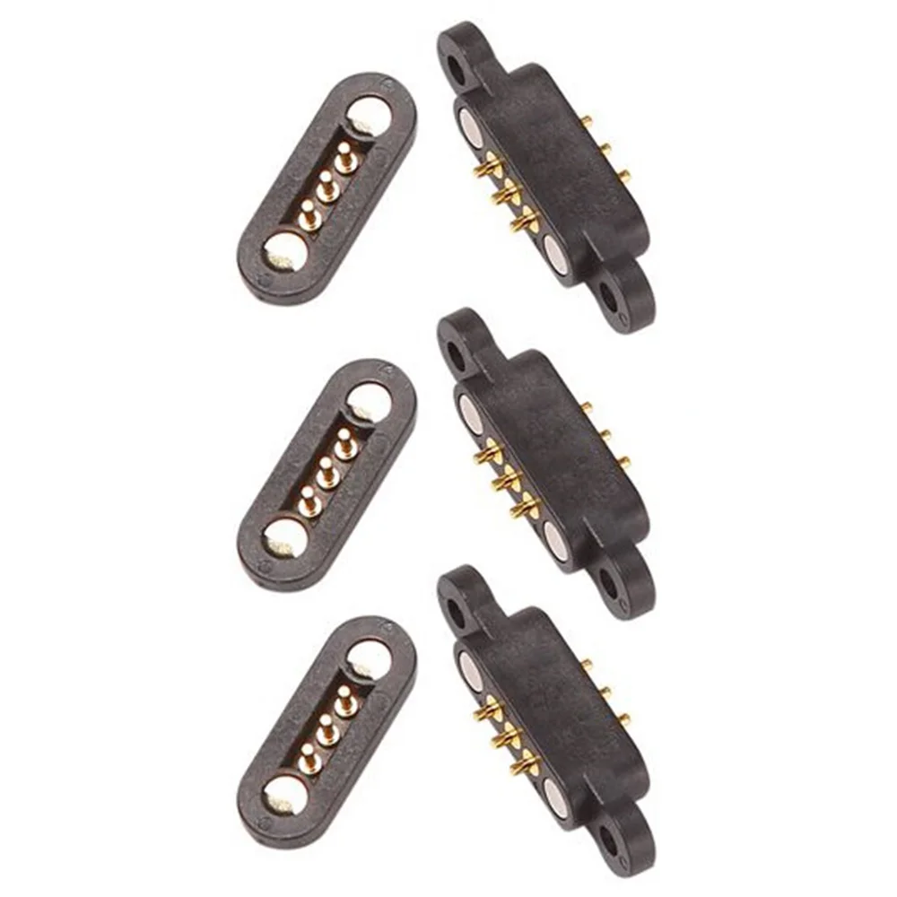 3 Pairs Spring Loaded Magnetic Pogo Pin Connector 3 Positions Magnets Pitch 2.3MM 3P Through Holes Male Female Probe