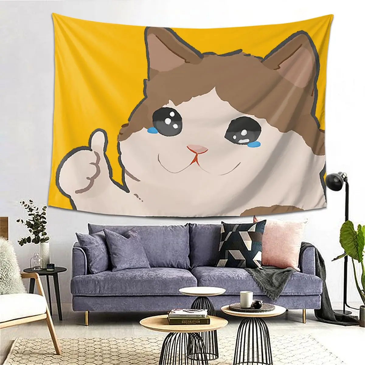 

Crying Cat Meme Tapestry Decor Art Aesthetic Tapestries for Living Room Bedroom Home Wall Cloth Wall Hanging