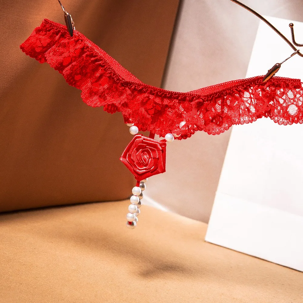 

Hollow Out Lace Women's Erotic Panties G-string, Sexy Female Underwear T-Back, Intimates Accessories, Rose Decorated Thong