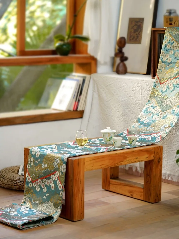 Long Double-Sided Zen New Chinese Sle Tea Mat Tablecloth Tea Pad Dry Pounding Tea Table Mat One  Western Weaving Tea Set