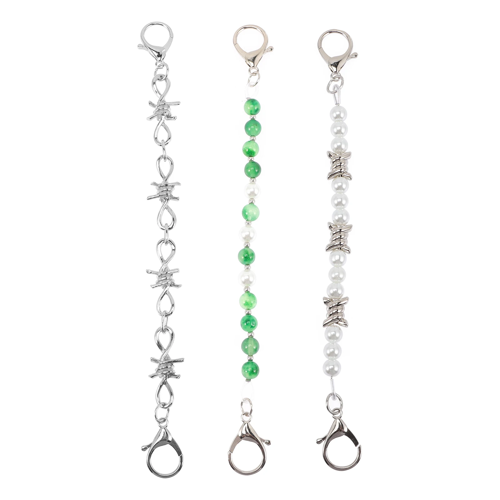 

3 Pcs Punk Shoe Chains Metal Pearl Rivet Decorative Accessories for Shoelace Shoes Boot Jewelry Rack Replacement
