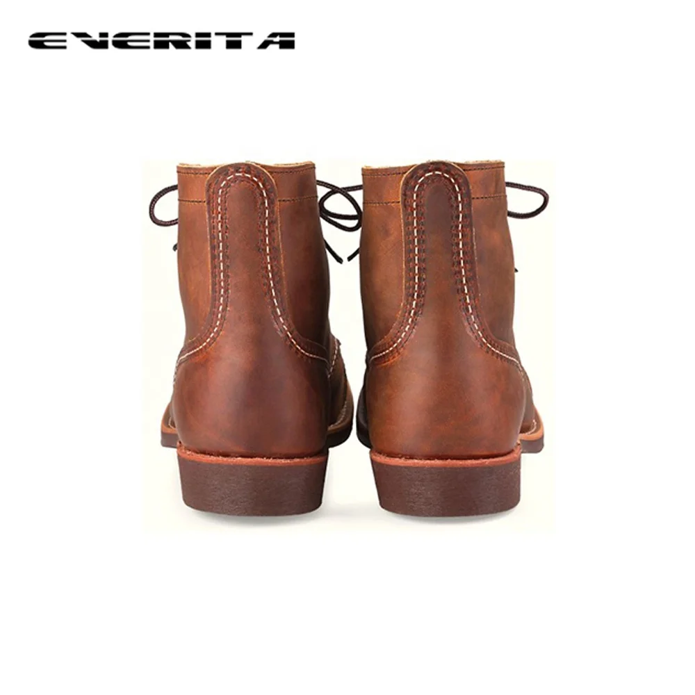 Bota de cordões de couro genuíno, sapato baixo vintage, tendência, outono e inverno