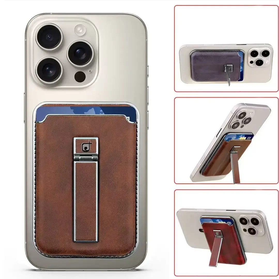 حامل بطاقة عالمي محفظة جلدية مغناطيسية لهاتف سامسونج جالاكسي S25 Ultra S25Edge S24 Plus ملحقات دعامة حامل #1