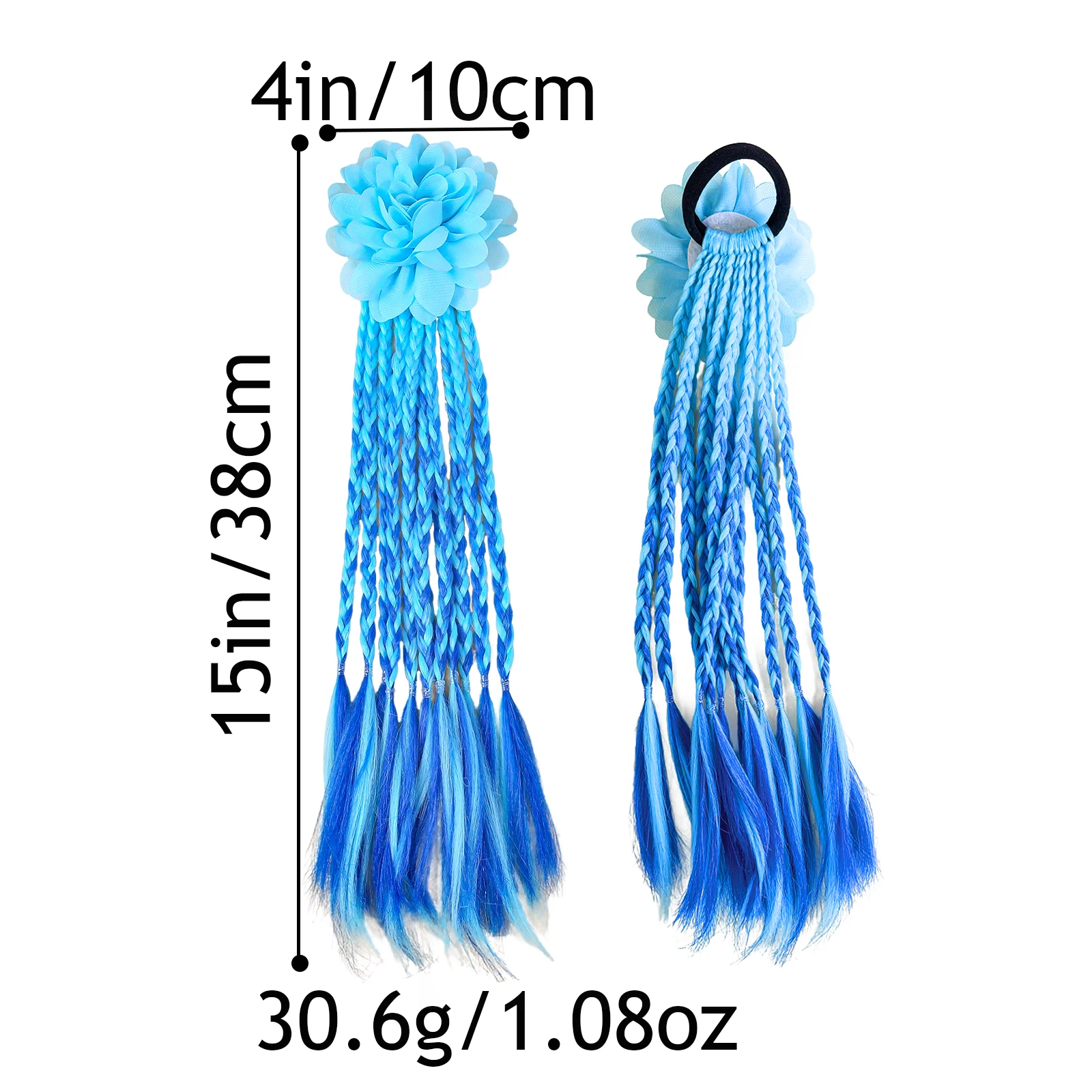 1/4pcs Chiffon Floral Gradient Color Multi-Strand Braid False Ponytail Hair Band For Girls Kids Women Daily Party Hair Accessory