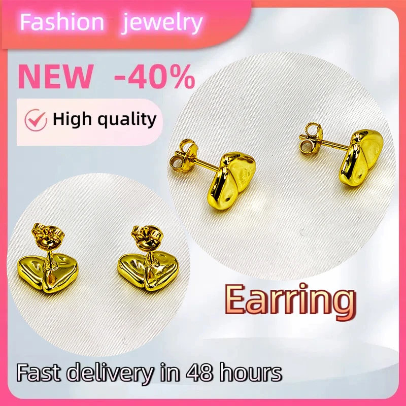 

2025 popular Spanish original jewelry gold-plated retro heart-shaped earrings simple niche girls exquisite gift
